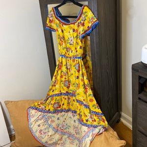 Large Flying Tomato Floral High Low Off The Shoulder Summer Dress